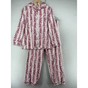 PAPINELLE Pajamas S Helena Cozy Flannel Organic Cotton Floral Striped Pink